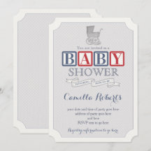 Baby Carriage Classic Vintage Baby Shower for Boy