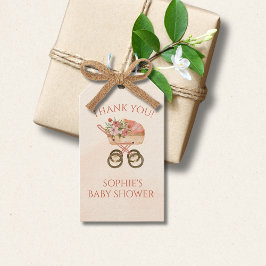 Baby Carriage Floral Thank You Presentetikett