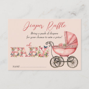 Baby Carriage Girl Baby Shower Raffle Tilläggskort