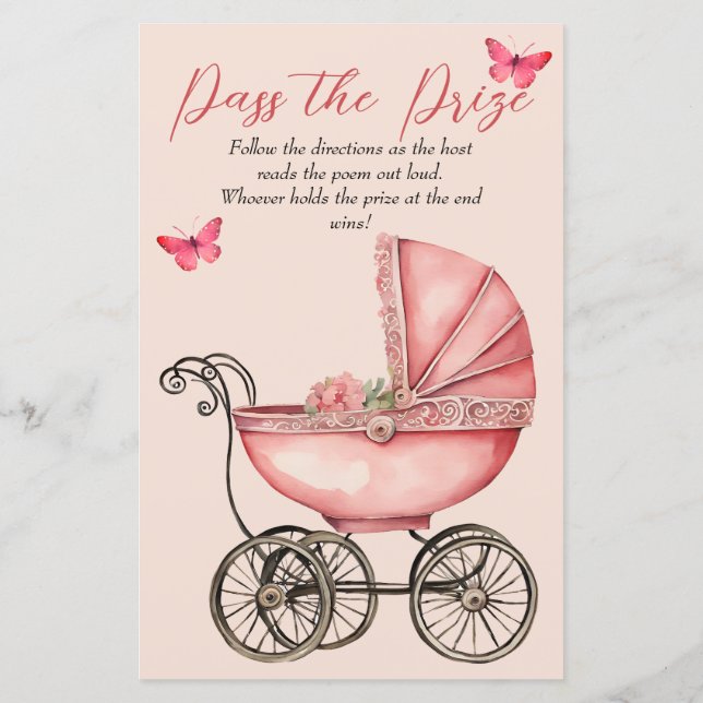 Baby Carriage Girl Baby Shower (ung. barn i) (Baksida)