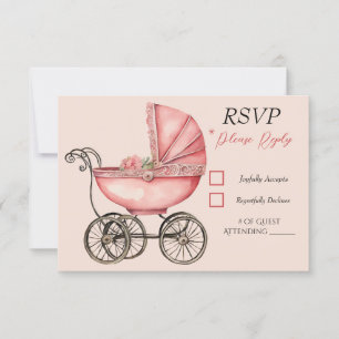 Baby Carriage Girls Baby Shower OSA kort
