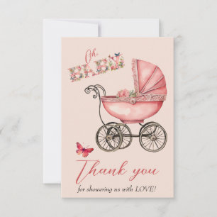 Baby Carriage Girls Baby Shower Tack Kort
