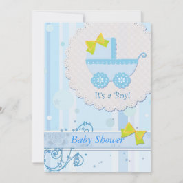 Baby Carriage "It's a Boy" Blue Baby Shower Inbjudningar