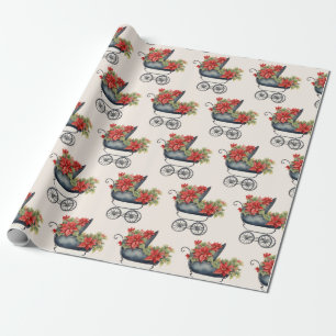 Baby Carriage Julafton Blommigt jul Presentpapper