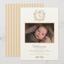 Baby Carriage Monogram A | Neutralt Birth Announce Meddelande
