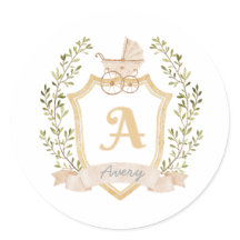 Baby Carriage Monogram A | Neutralt Birth Announce