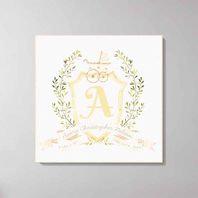 Baby Carriage Monogram A Stretched Kanvastryck (Framsida)
