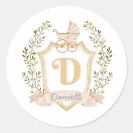 Baby Carriage Monogram D | NEUTRALT Runt Klistermärke