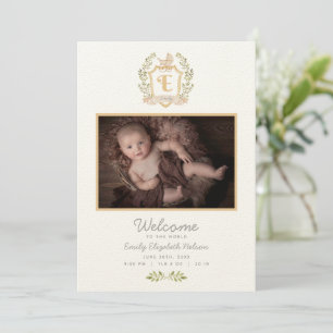 Baby Carriage Monogram E   Neutralt Birth Meddelande