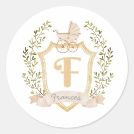 Baby Carriage Monogram F | NEUTRALT Runt Klistermärke