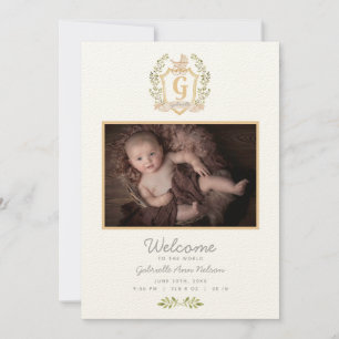 Baby Carriage Monogram G Neutralt Birth Meddelande