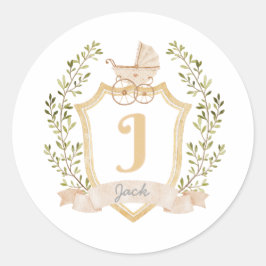 Baby Carriage Monogram J | NEUTRALT Runt Klistermärke
