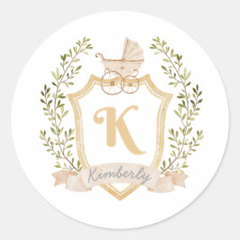 Baby Carriage Monogram K | NEUTRALT Runt Klistermärke