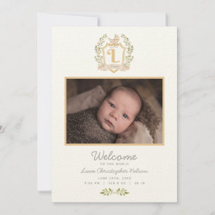 Baby Carriage Monogram L   Neutralt Birth Meddelande