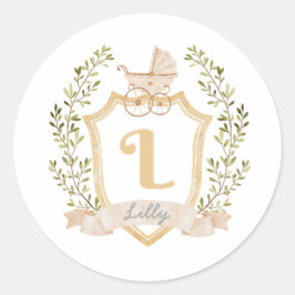 Baby Carriage Monogram L | NEUTRALT Runt Klistermärke