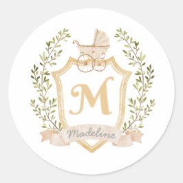Baby Carriage Monogram M | NEUTRALT Runt Klistermärke