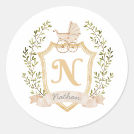 Baby Carriage Monogram N | NEUTRALT Runt Klistermärke