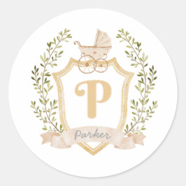 Baby Carriage Monogram P | NEUTRALT Runt Klistermärke