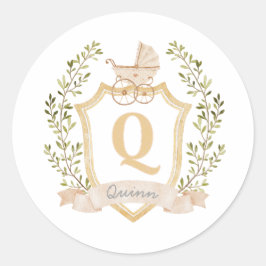 Baby Carriage Monogram Q | NEUTRALT Runt Klistermärke