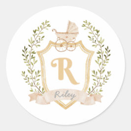 Baby Carriage Monogram R | NEUTRALT Runt Klistermärke