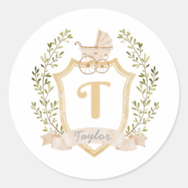 Baby Carriage Monogram T | NEUTRALT Runt Klistermärke