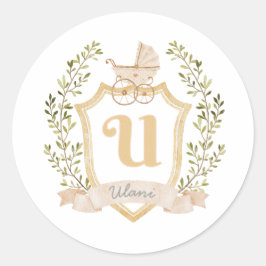 Baby Carriage Monogram U | NEUTRALT Runt Klistermärke