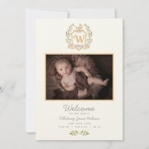 Baby Carriage Monogram W Neutralt Birth Meddelande