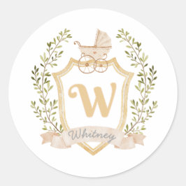 Baby Carriage Monogram W | NEUTRALT Runt Klistermärke