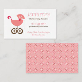 Baby Carriage Polka Dot Babysit Service Visitkort