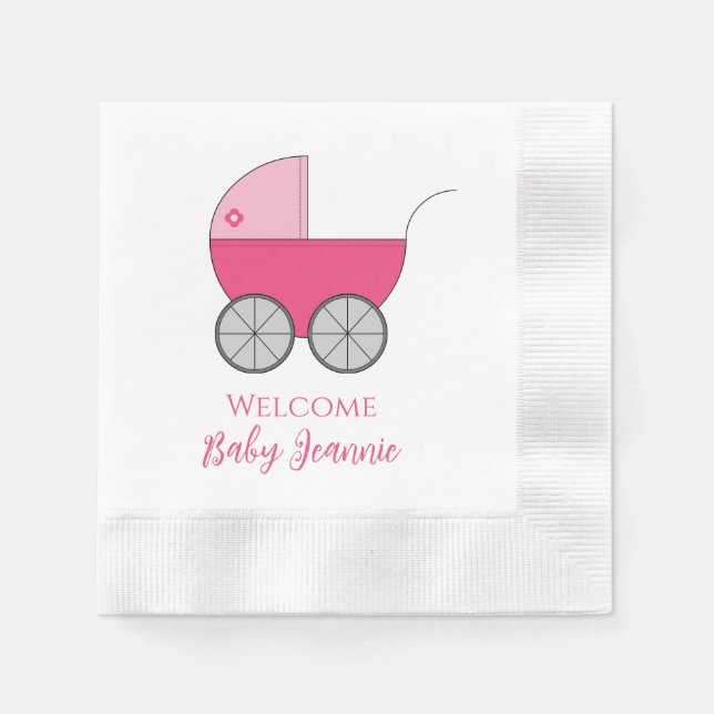 Baby Carriage Shower Party Napkins Pappersservett (Framsidan)