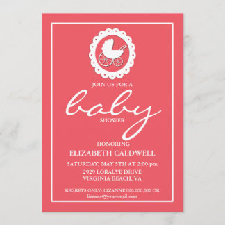 Baby Carriage Silhouette Baby Shower Inbjudningar