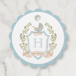 Baby Carriage Vapensköld Monogram | Blue Baby Show Gåvor Etiketter