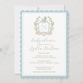 Baby Carriage Vapensköld Monogram | Blue Baby Show Inbjudningar
