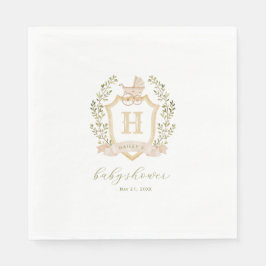 Baby Carriage Vapensköld Monogram | Neutralt Baby Pappersservett