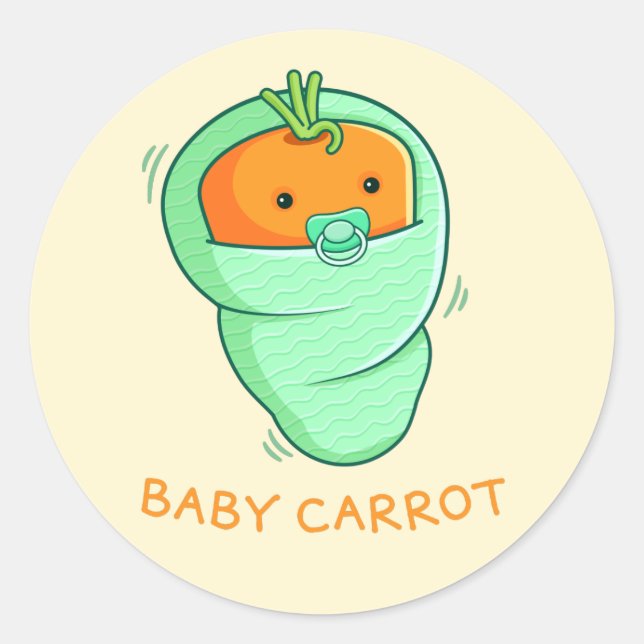 Baby Carrot Pun Runt Klistermärke (Framsida)
