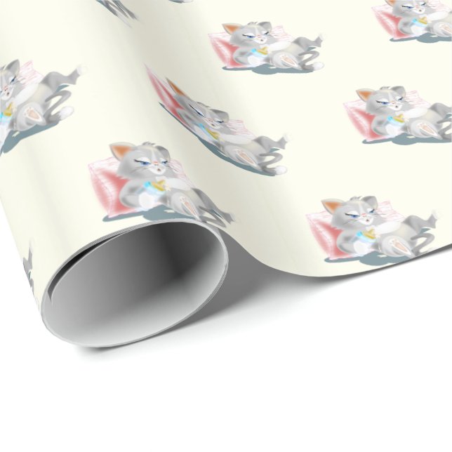 Baby Cat Funny Wrapping Papper Presentpapper (Rullad Hörn)