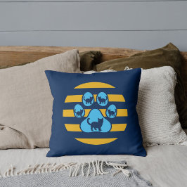 Baby Cat on Vintage Sunset Modern Cute Guld Blue Kudde