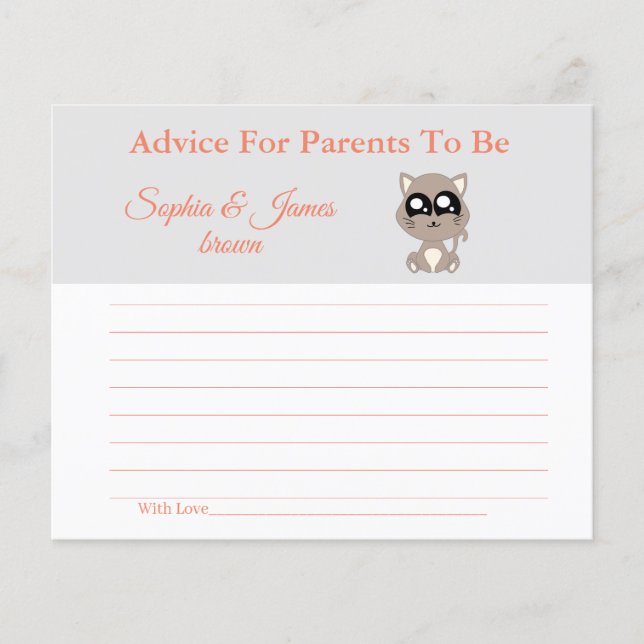 Baby Cat | Råd till babyduschen Mamma & Pappa Flygblad (Framsidan)