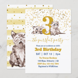 Baby Cats Perfekt Party Barns födelsedag Inbjudningar