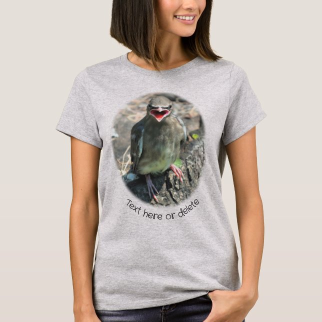 Baby Cedar Waxwing Bird Nature Personalized T Shirt (Framsida)