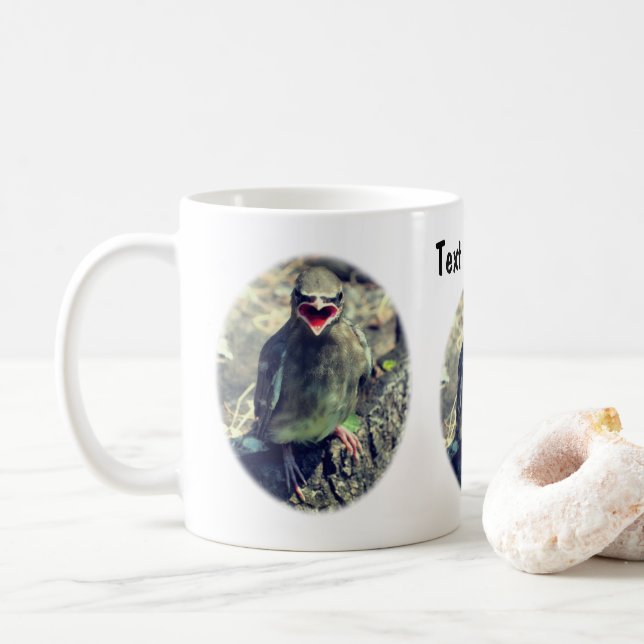 Baby Cedar Waxwing Bird Personlig Nature Kaffemugg (Med munk)