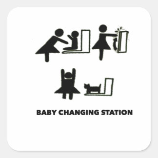 Baby Changing Station T- Shirt Classic Round Stick Fyrkantigt Klistermärke