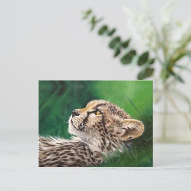 Baby Cheetah postcard Vykort (Stående Fram)