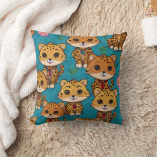 Baby Cheetah Sitta Skriv ut Kudde