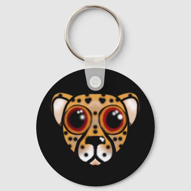 Baby Cheetah Stare Keychain Nyckelring (Framsida)