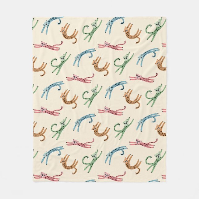 Baby Cheetah Stretches Multifärgad Fleece Blanket (Framsidan)