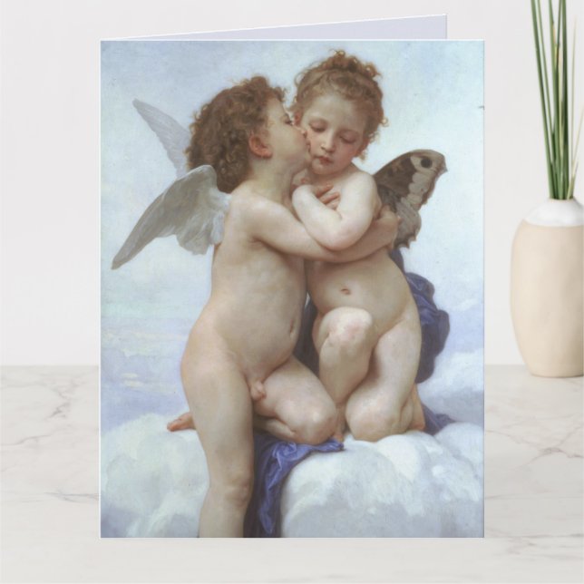 BABY CHERUBS BOUGUEREAU BIRTHDAY KÄRLEK HÄLSNING KORT (Framsida)