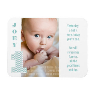 Baby Chevron 1:a födelsedagelagens fotominnesmagne Magnet