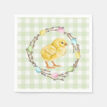 Baby Chick And Pastel Willow Wreath Easter