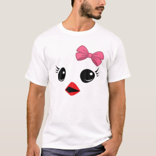 Baby Chick Chicken Ansikte Rosa Bow Girls Påsk Ki T Shirt